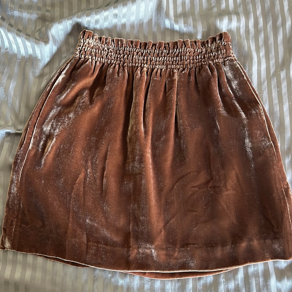 J.Crew velvet mini skirt brown w pockets size 4